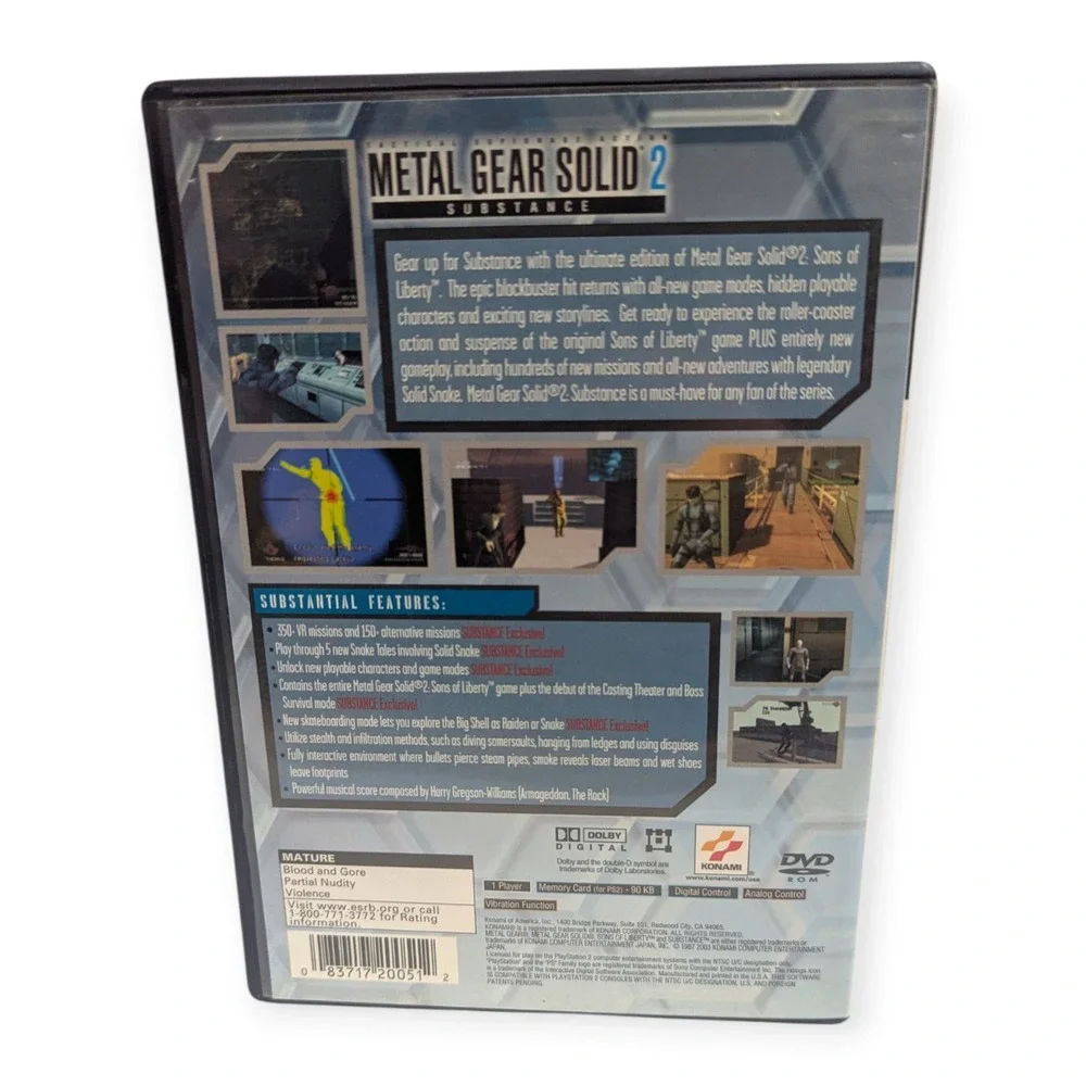Metal Gear Solid 2 Substance Konami PlayStation 2 PS2 Game Manual CIB